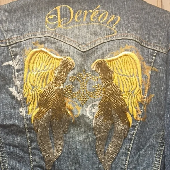 Dereon Blue Boot Cut Jeans with Gold Accents - Picture 2 of 4